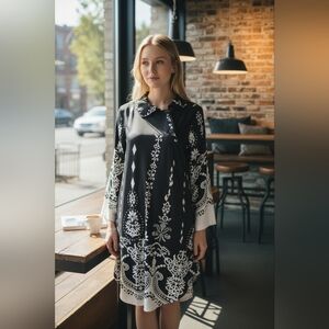 Elegant Black and White Women's Dress